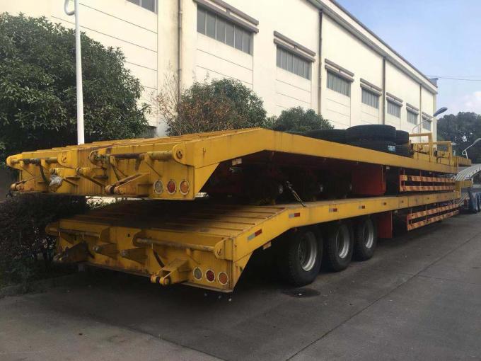 40ft 3 Axle Sea Container Trailer , Used Semi Flatbed Trailers Steel Material