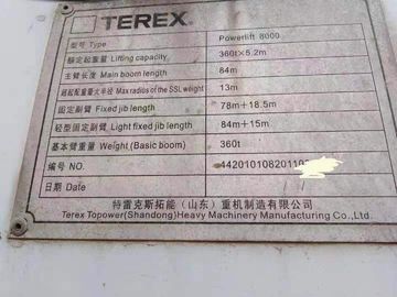 2015 Year 360 Tons Used Crawler Crane Terex Powerlift 8000 Made In China supplier