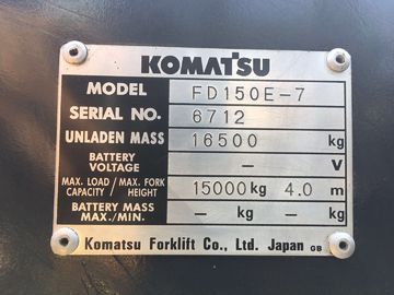 used diesel 2012 model 15ton komatsu forklift truck FD150E-7  low work hrs widely used in ports and factory supplier